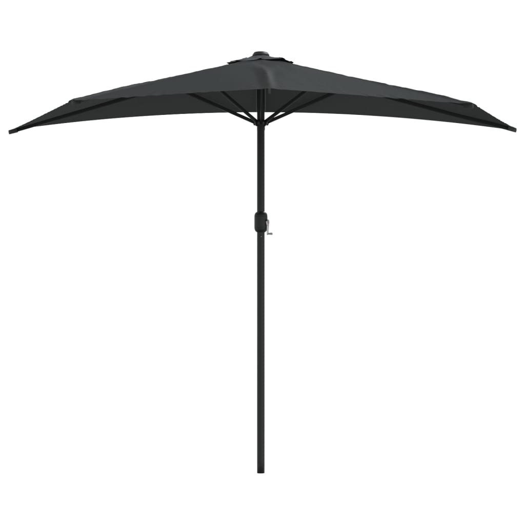 Balkongparasoll m. aluminiumstolpe antracit 270x144 cm halvrunt