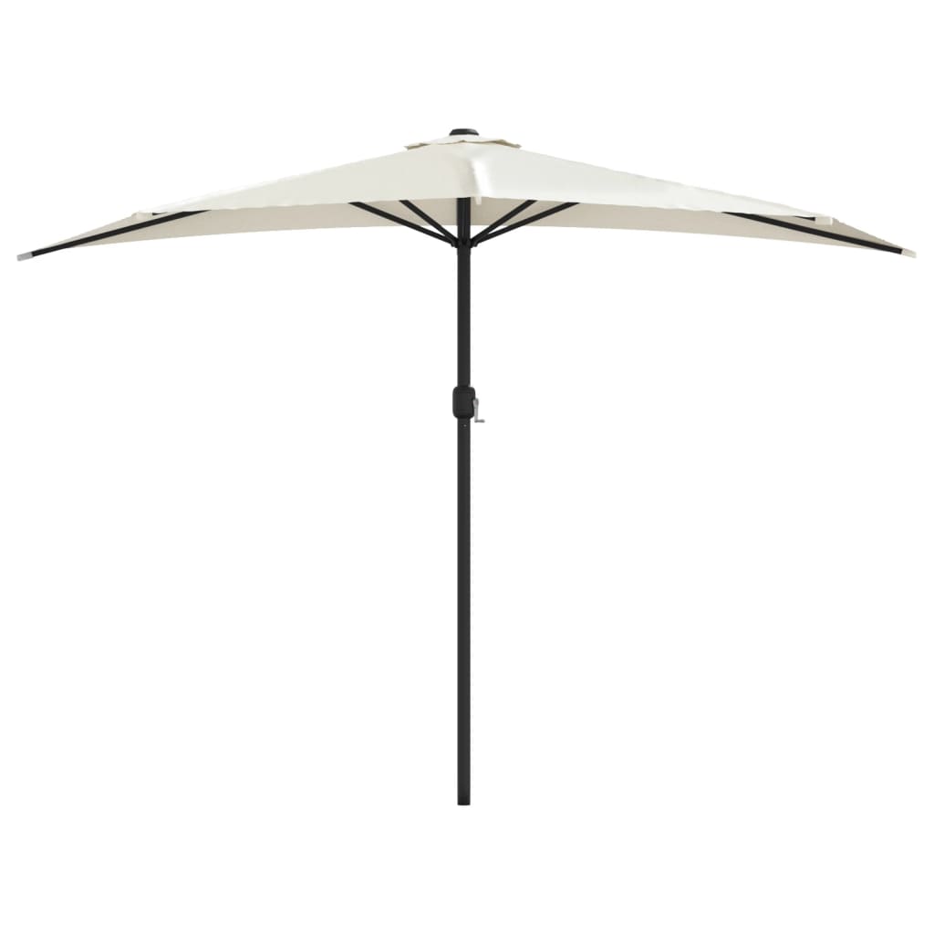Balkongparasoll med aluminiumstolpe sand 300x155 cm halvrunt