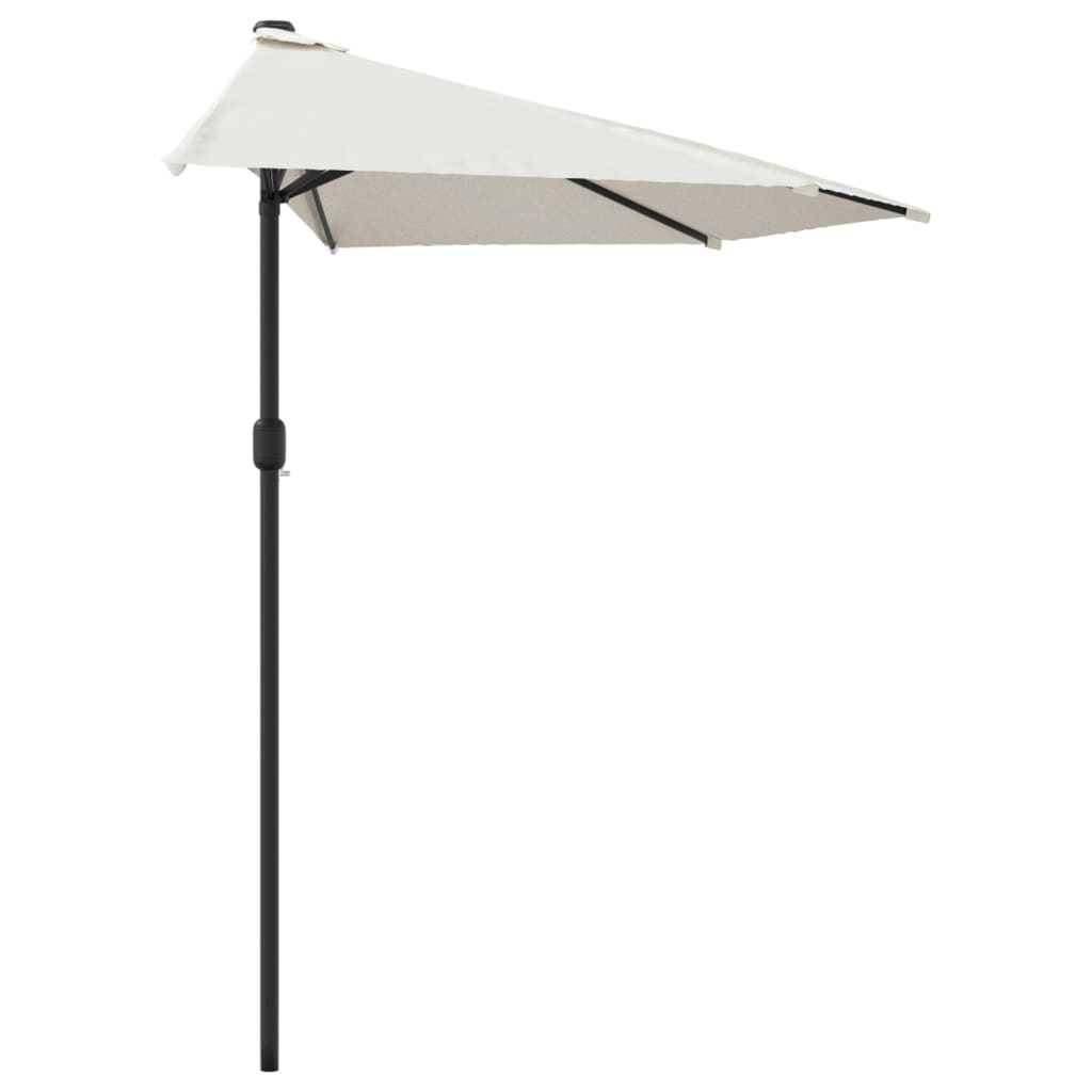 Balkongparasoll med aluminiumstolpe sand 300x155 cm halvrunt