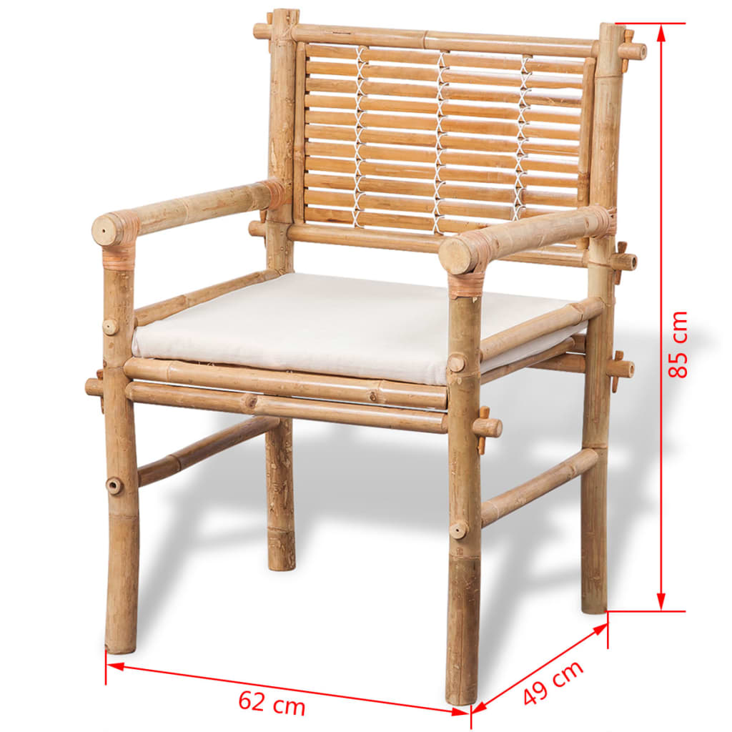 Caféset med dynor 3 delar bambu