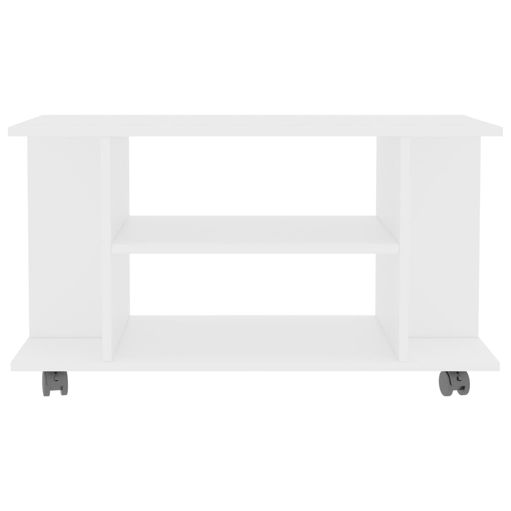 Tv-bänk med hjul vit 80x40x45 cm konstruerat trä