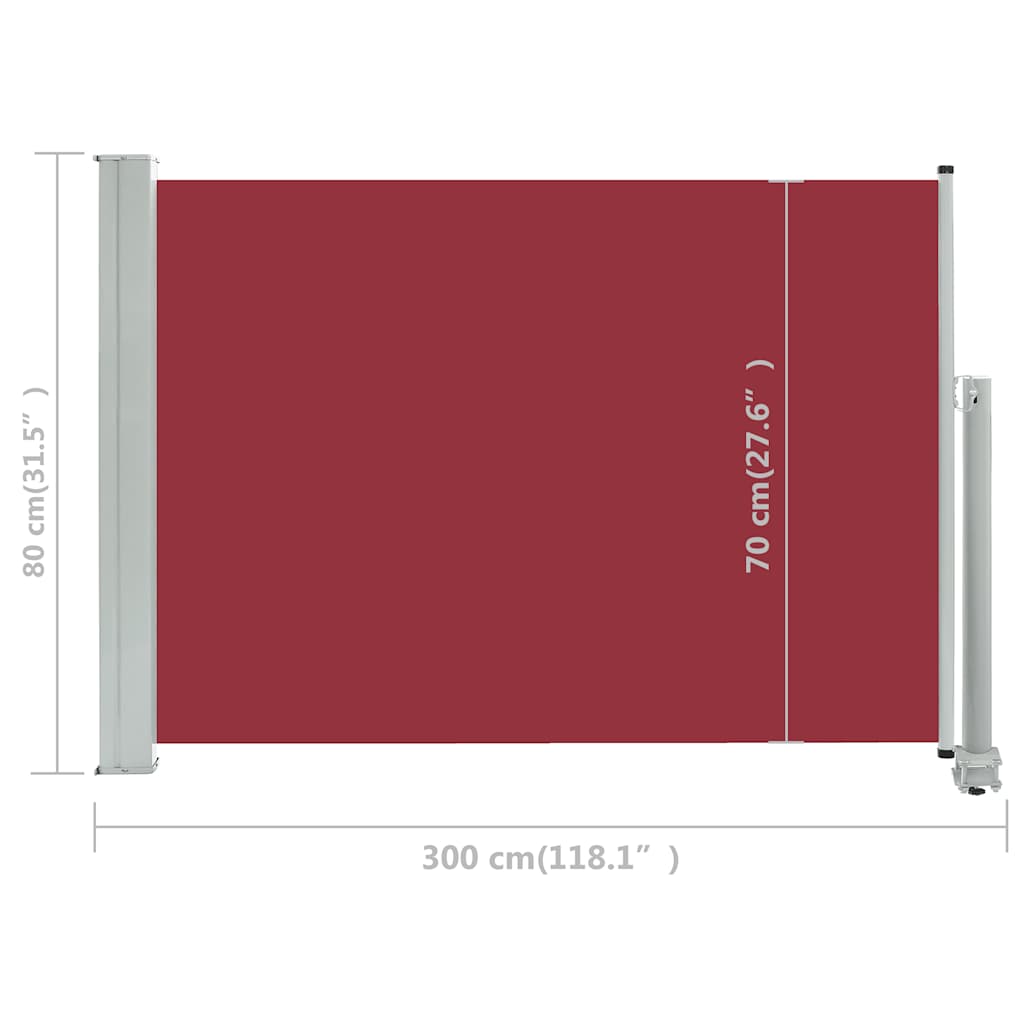 Infällbar sidomarkis 80x300 cm röd