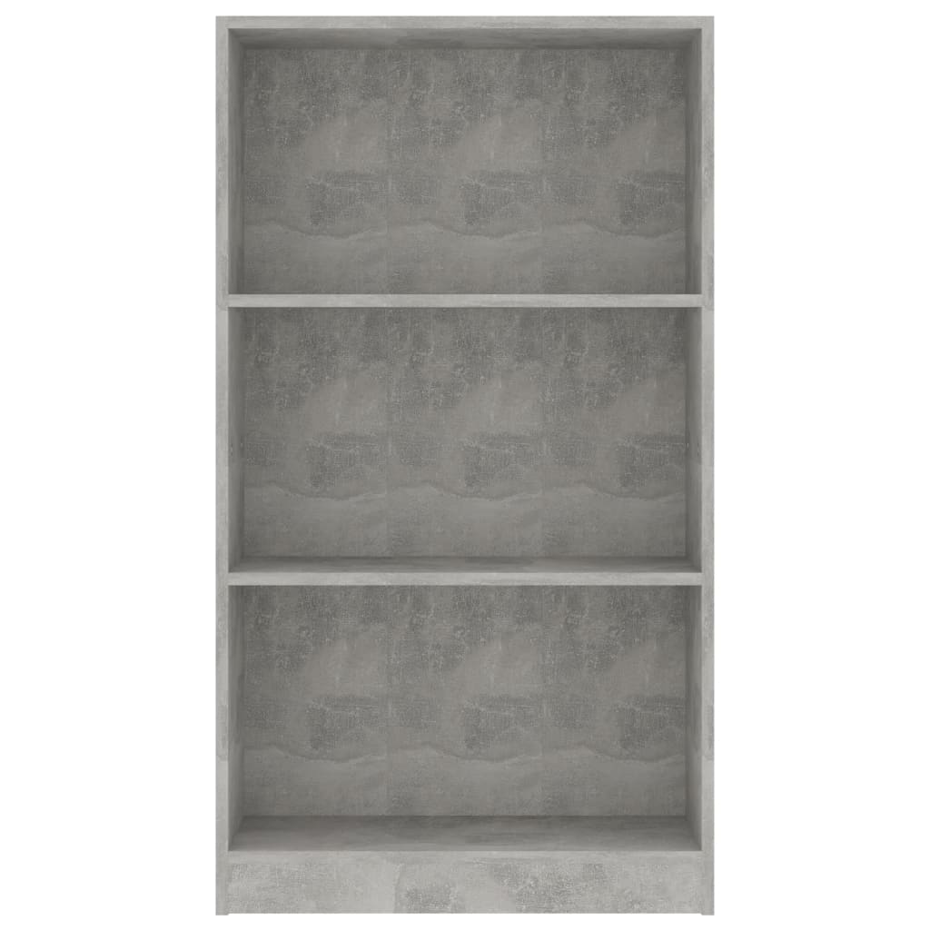 Bokhylla 3 hyllor betonggrå 60x24x109 cm konstruerat trä