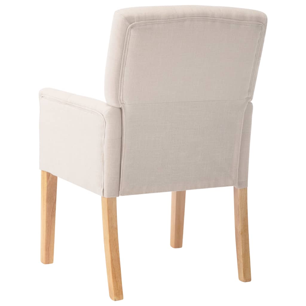 Matstol med armstöd beige tyg