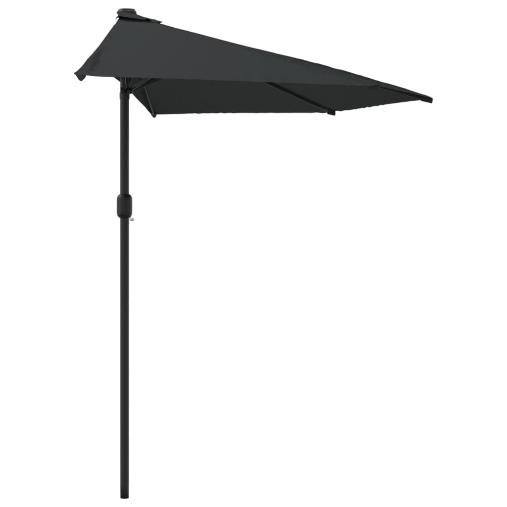 Balkongparasoll med aluminiumstång svart 300x155x223 cm halvt