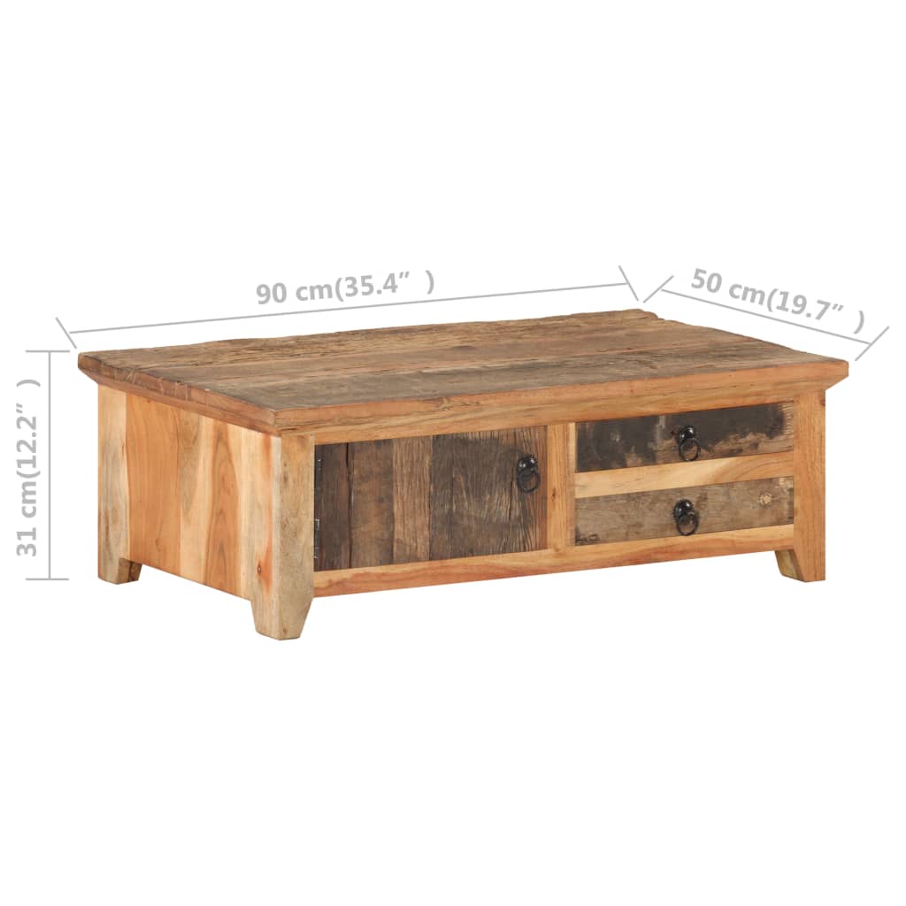Soffbord 90x50x31 cm massivt återvunnet trä