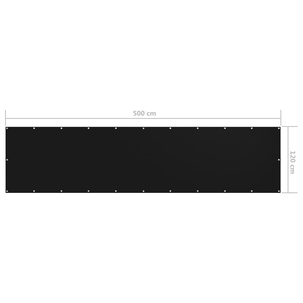 Balkongskärm svart 120x500 cm oxfordtyg