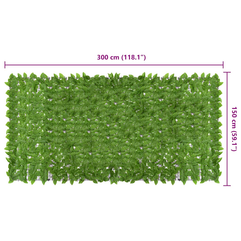 Balkongskärm gröna blad 300x150 cm
