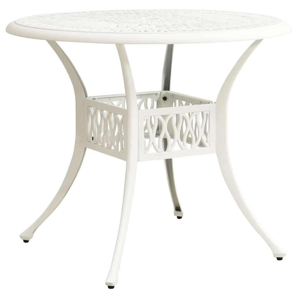 Trädgårdsbord vit 90x90x74 cm gjuten aluminium