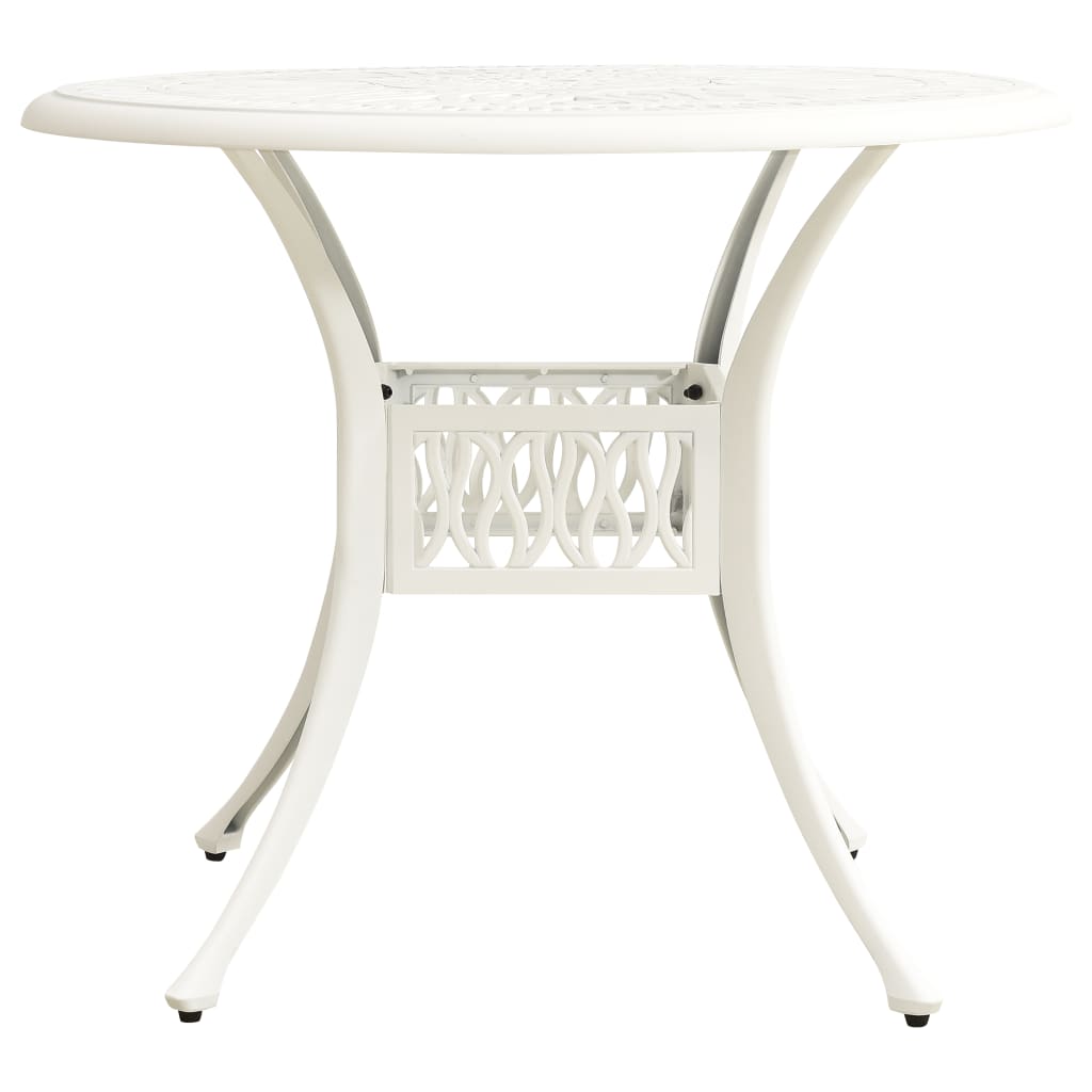 Trädgårdsbord vit 90x90x74 cm gjuten aluminium