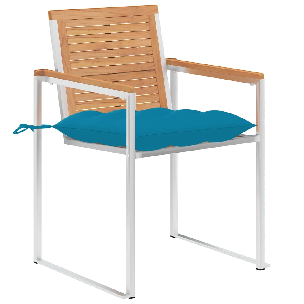 Trädgårdsstolar med dynor 8 st massiv teak
