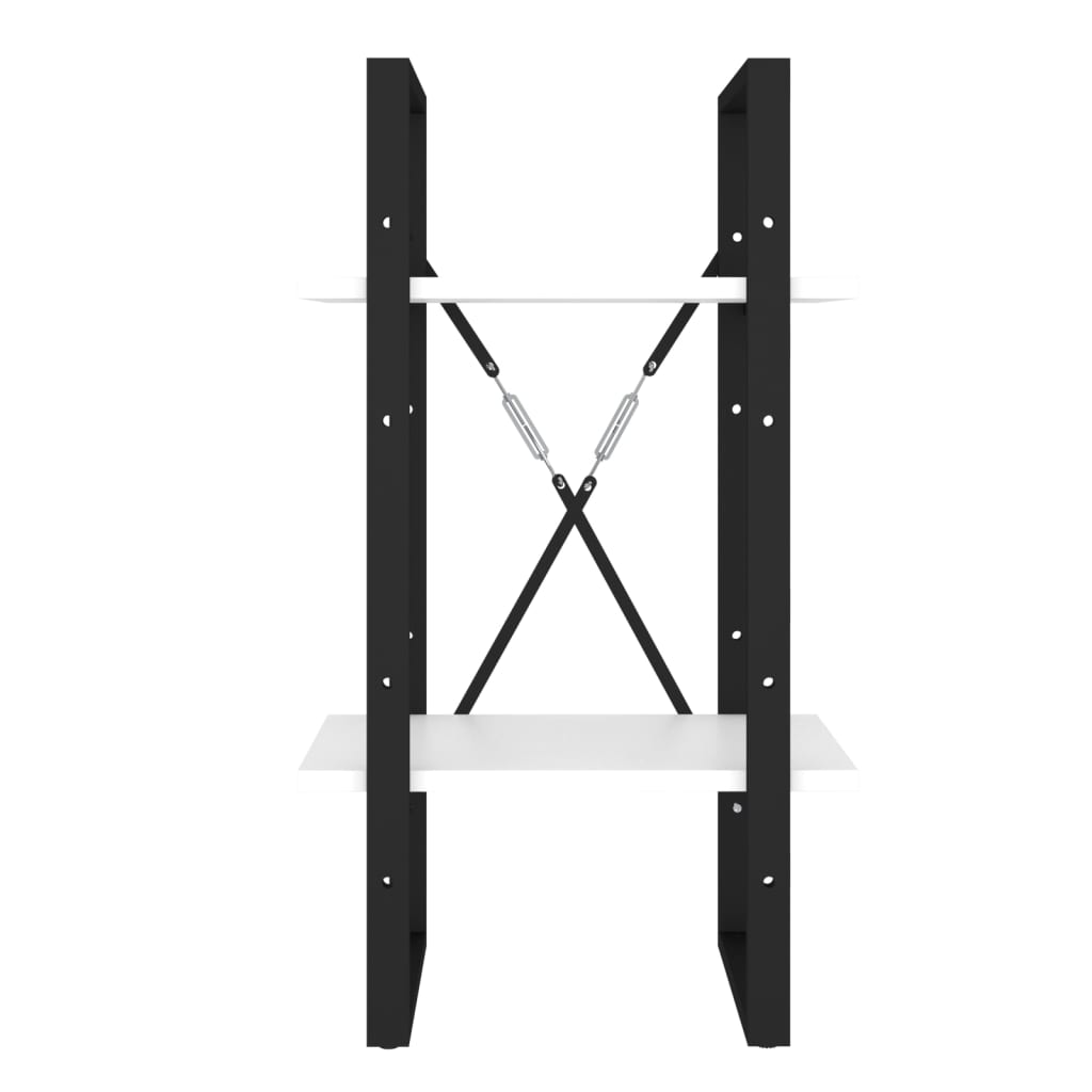Bokhylla 2 hyllplan vit 40x30x70 cm konstruerat trä