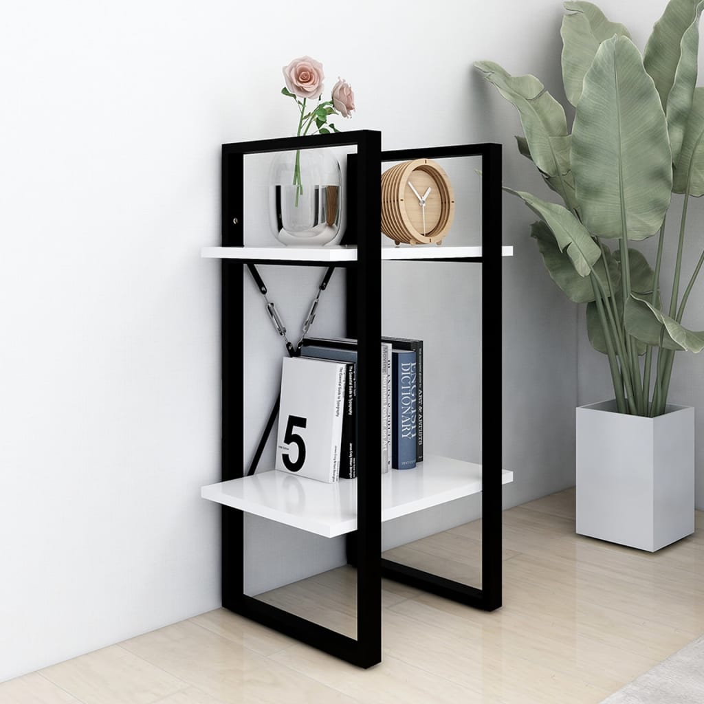 Bokhylla 2 hyllplan vit 40x30x70 cm konstruerat trä