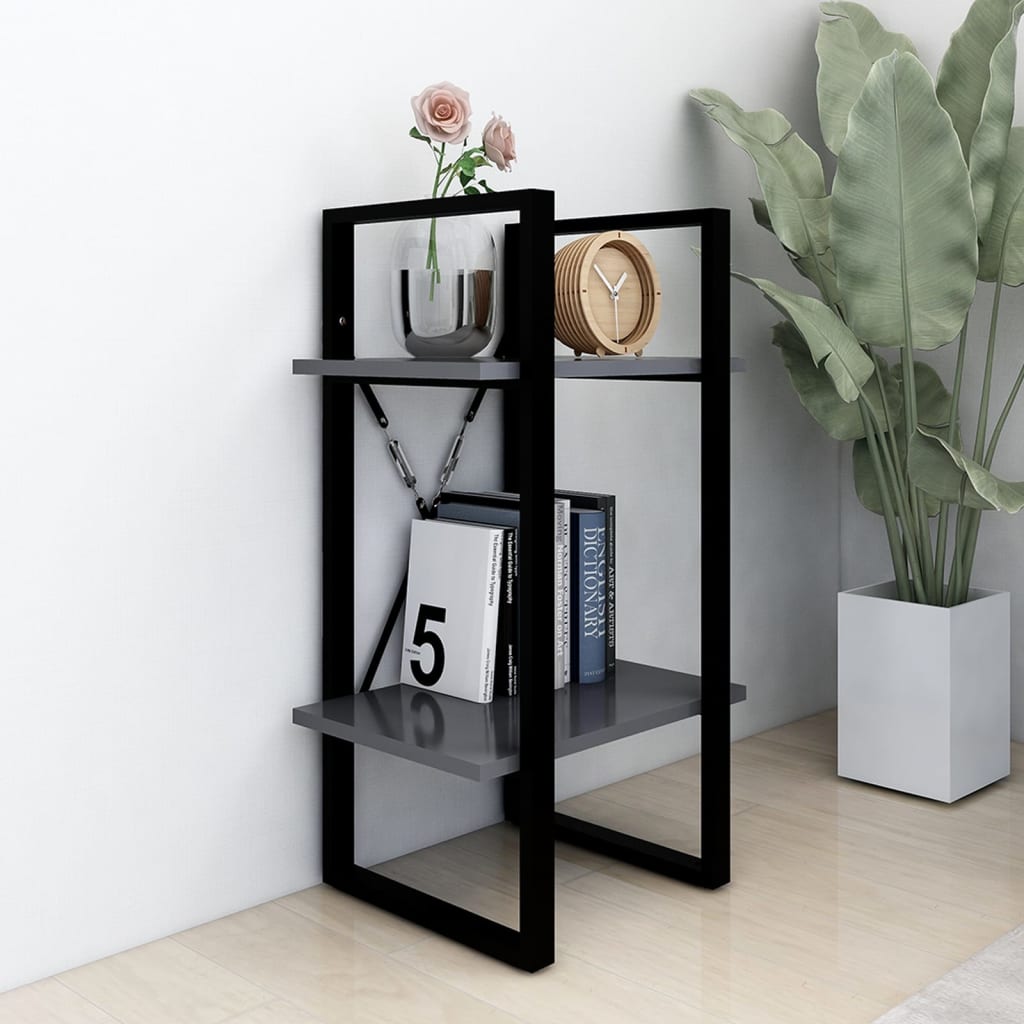 Bokhylla 2 hyllplan grå 40x30x70 cm konstruerat trä