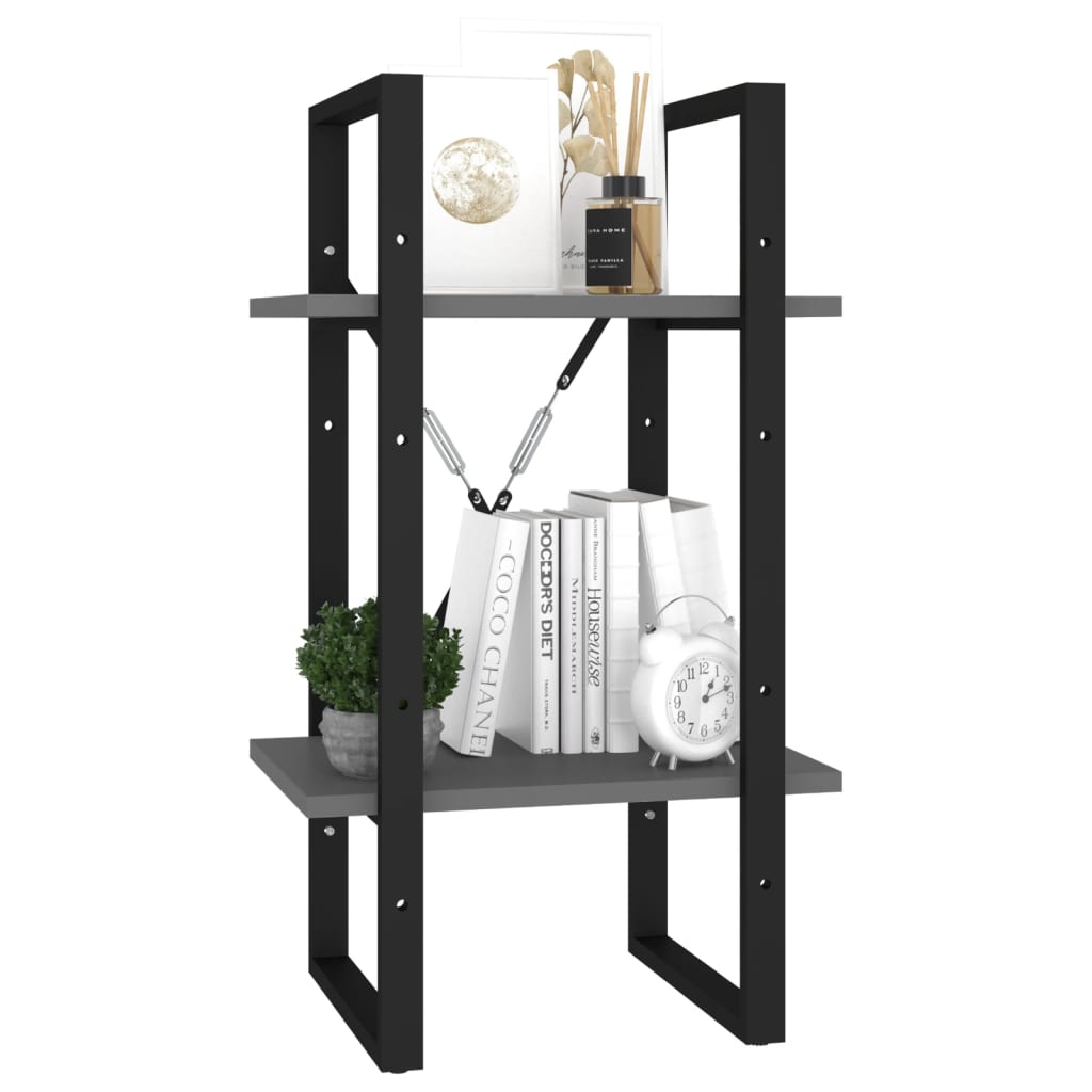 Bokhylla 2 hyllplan grå 40x30x70 cm konstruerat trä