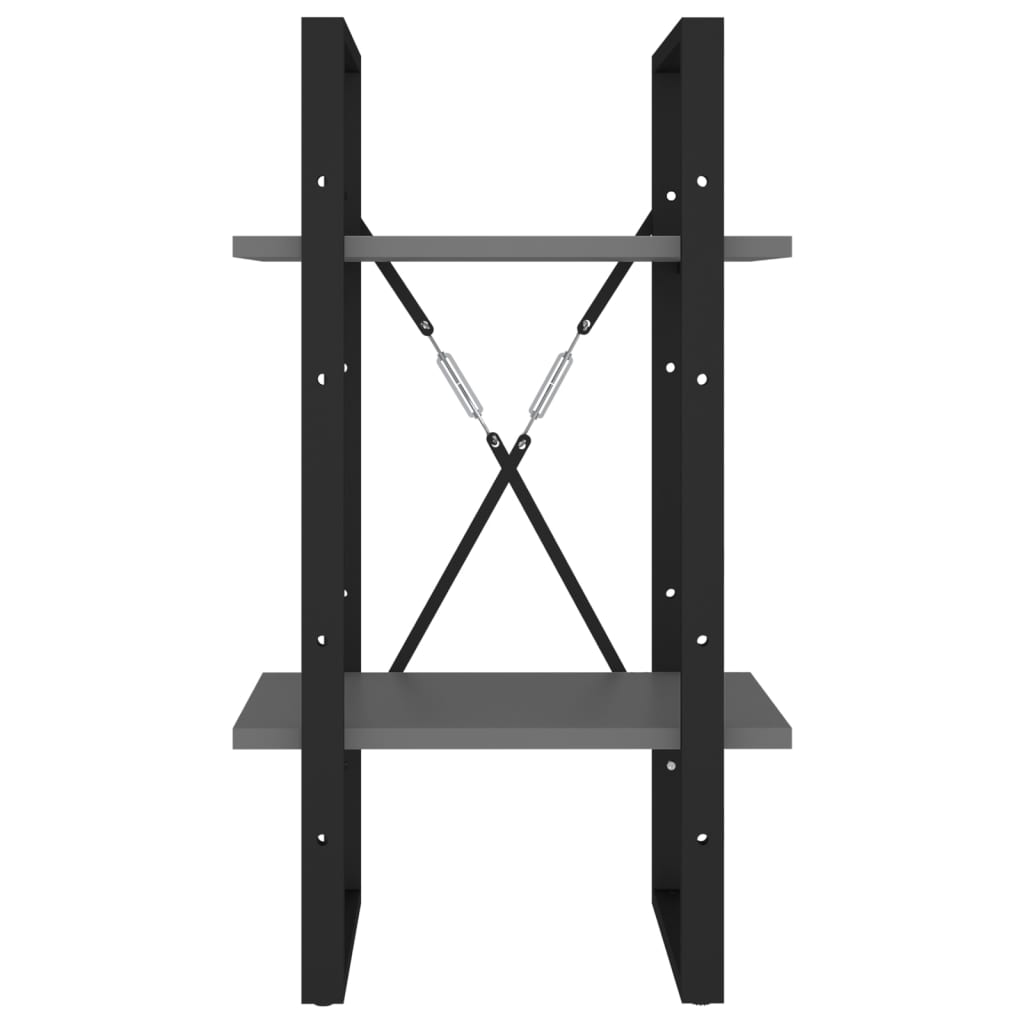 Bokhylla 2 hyllplan grå 40x30x70 cm konstruerat trä