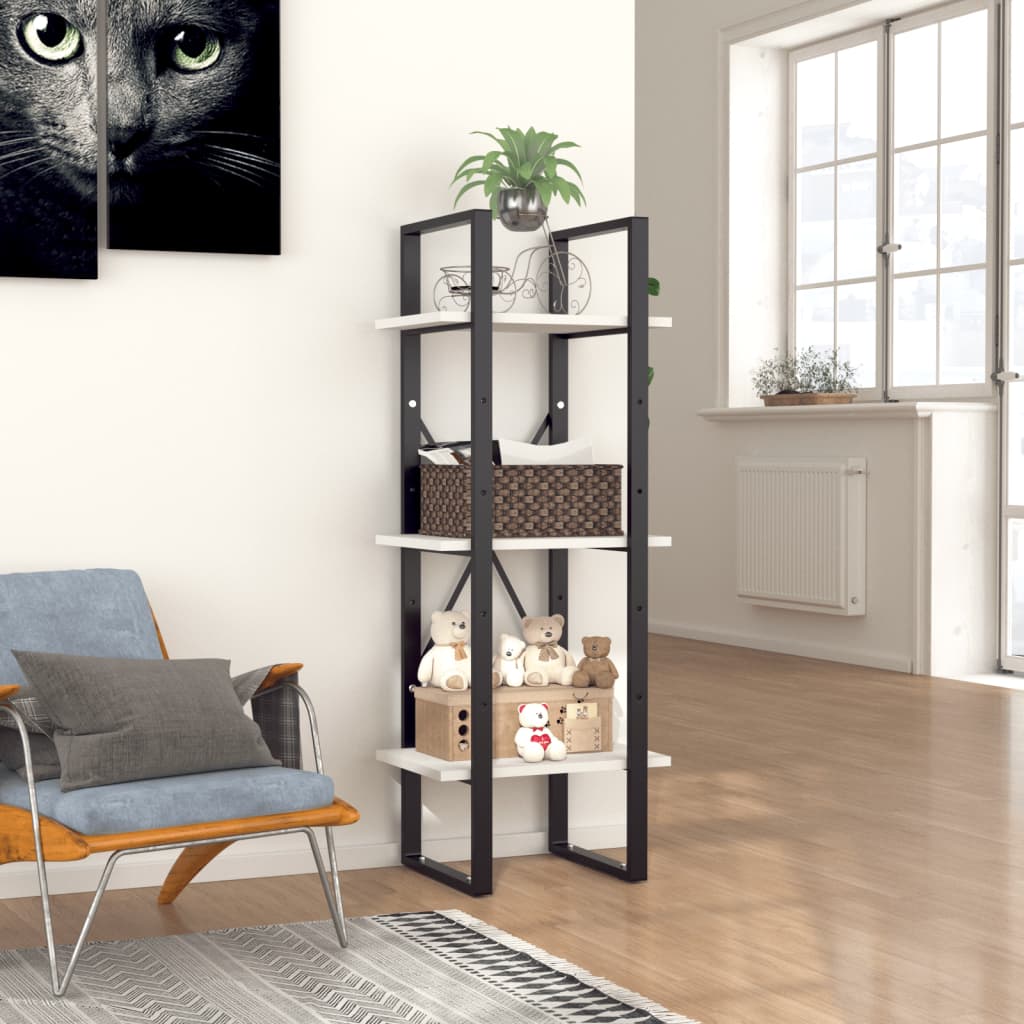 Bokhylla 3 hyllor vit 40x30x105 cm konstruerat trä