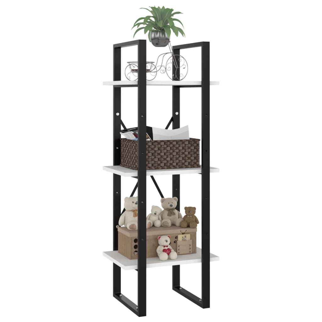 Bokhylla 3 hyllor vit 40x30x105 cm konstruerat trä
