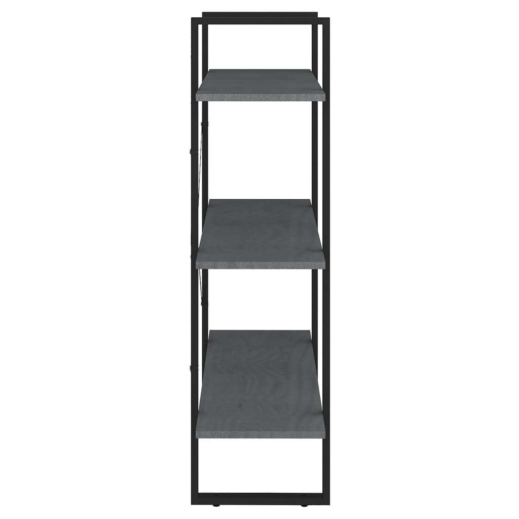 Bokhylla 3 hyllplan grå 80x30x105 cm massiv furu