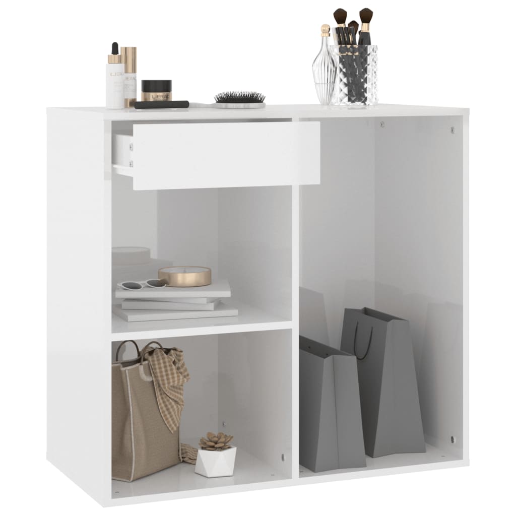Sminkskåp vit högglans 80x40x75 cm konstruerat trä