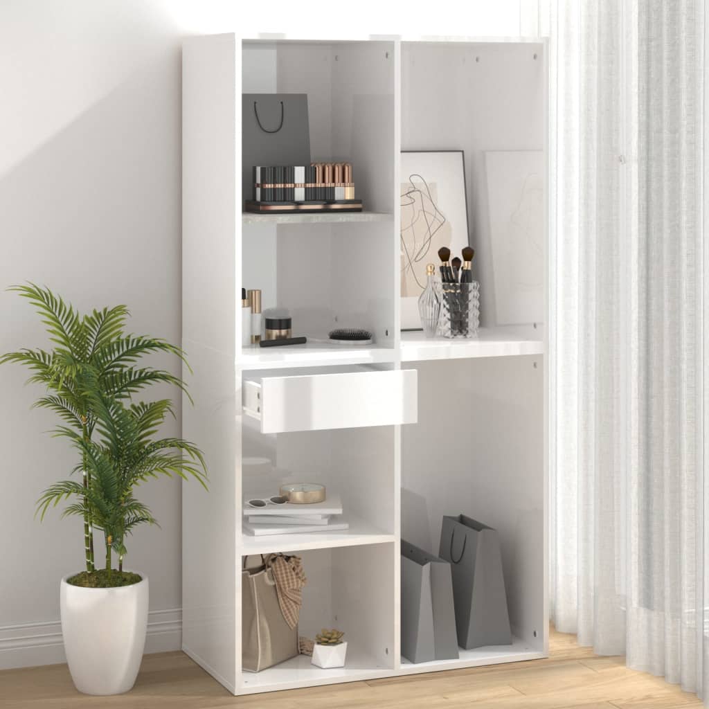 Sminkskåp vit högglans 80x40x75 cm konstruerat trä