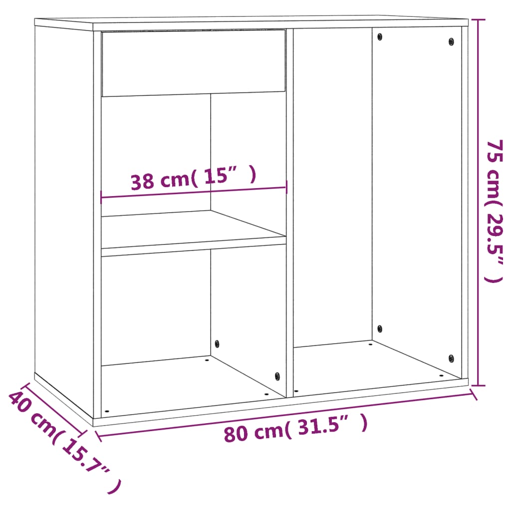 Sminkskåp vit högglans 80x40x75 cm konstruerat trä