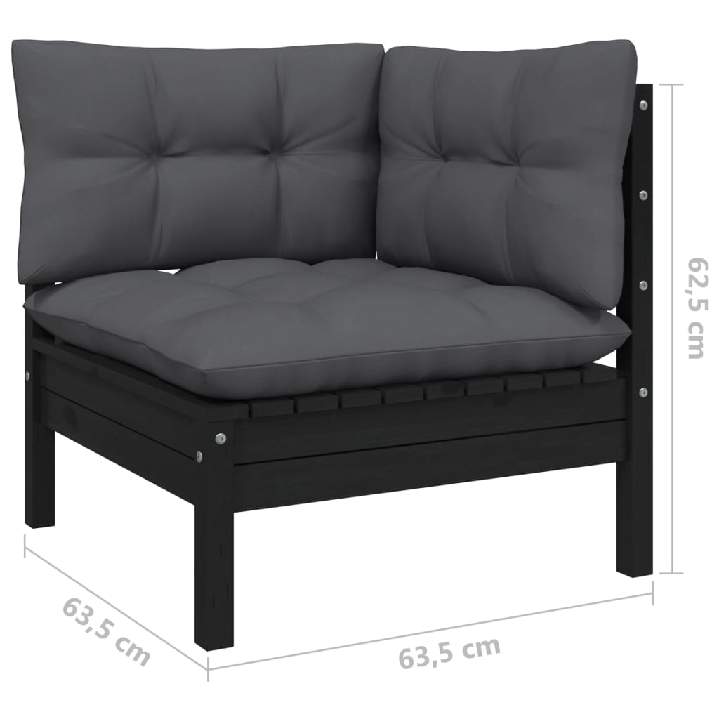 806632 Trädgårdshörnmodul med kuddar vit massiv furu