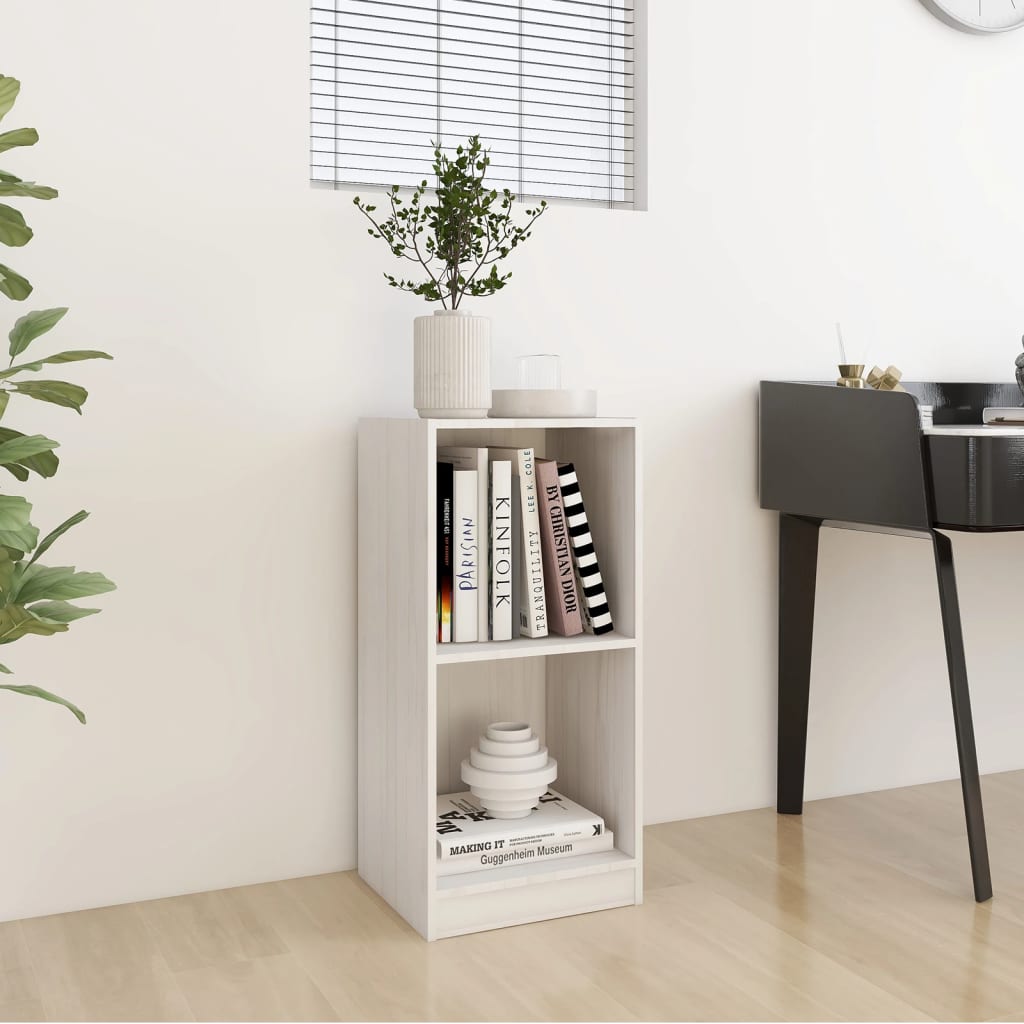 Sidobord vit 35,5x33,5x76 cm massiv furu