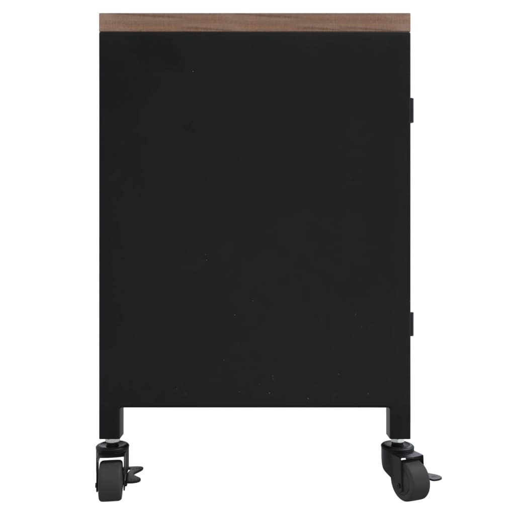 Tv-bänk svart 110x30x43 cm järn och massivt granträ