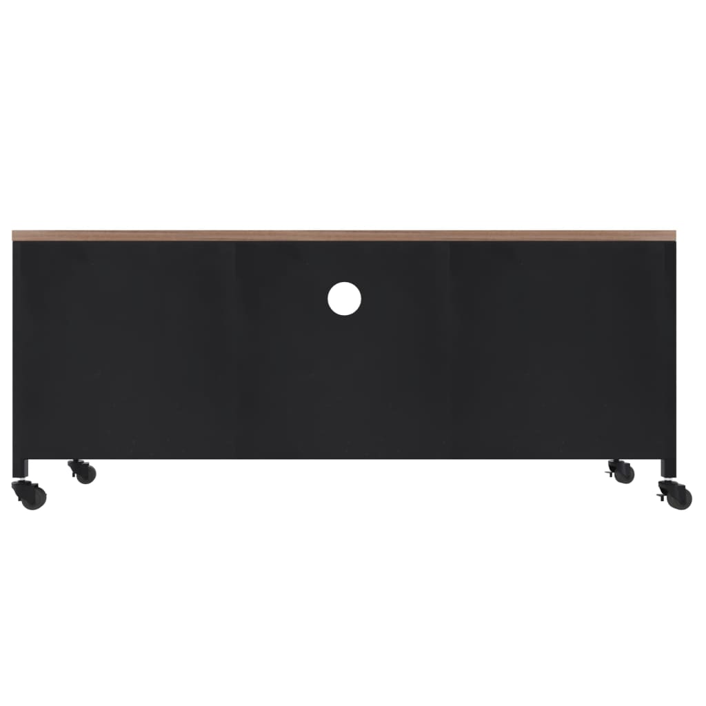 Tv-bänk svart 110x30x43 cm järn och massivt granträ