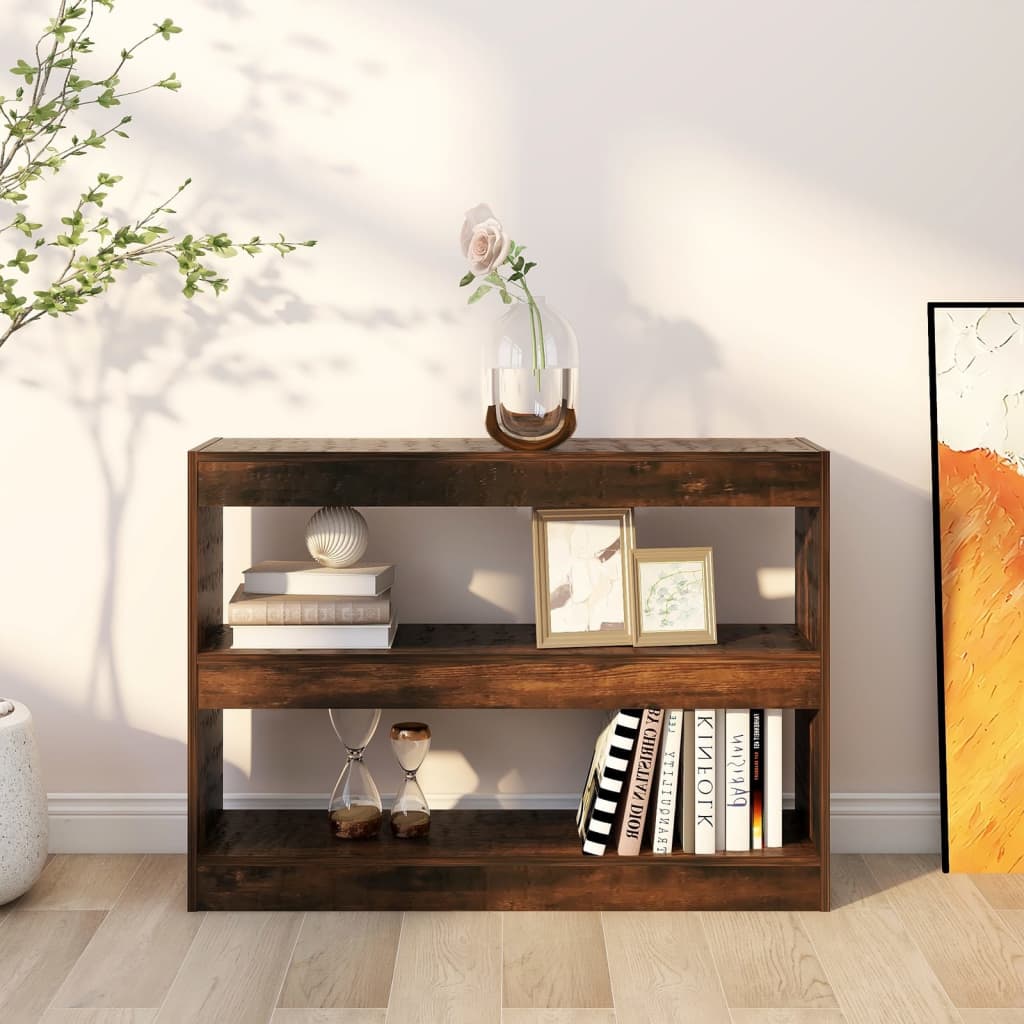 Bokhylla/rumsavdelare rökfärgad ek 100x30x72 cm