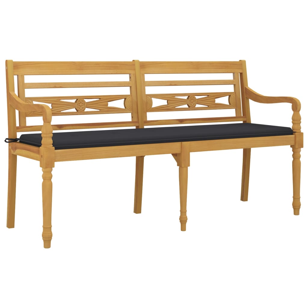 Bataviabänk med antracit dyna 150 cm massiv teak