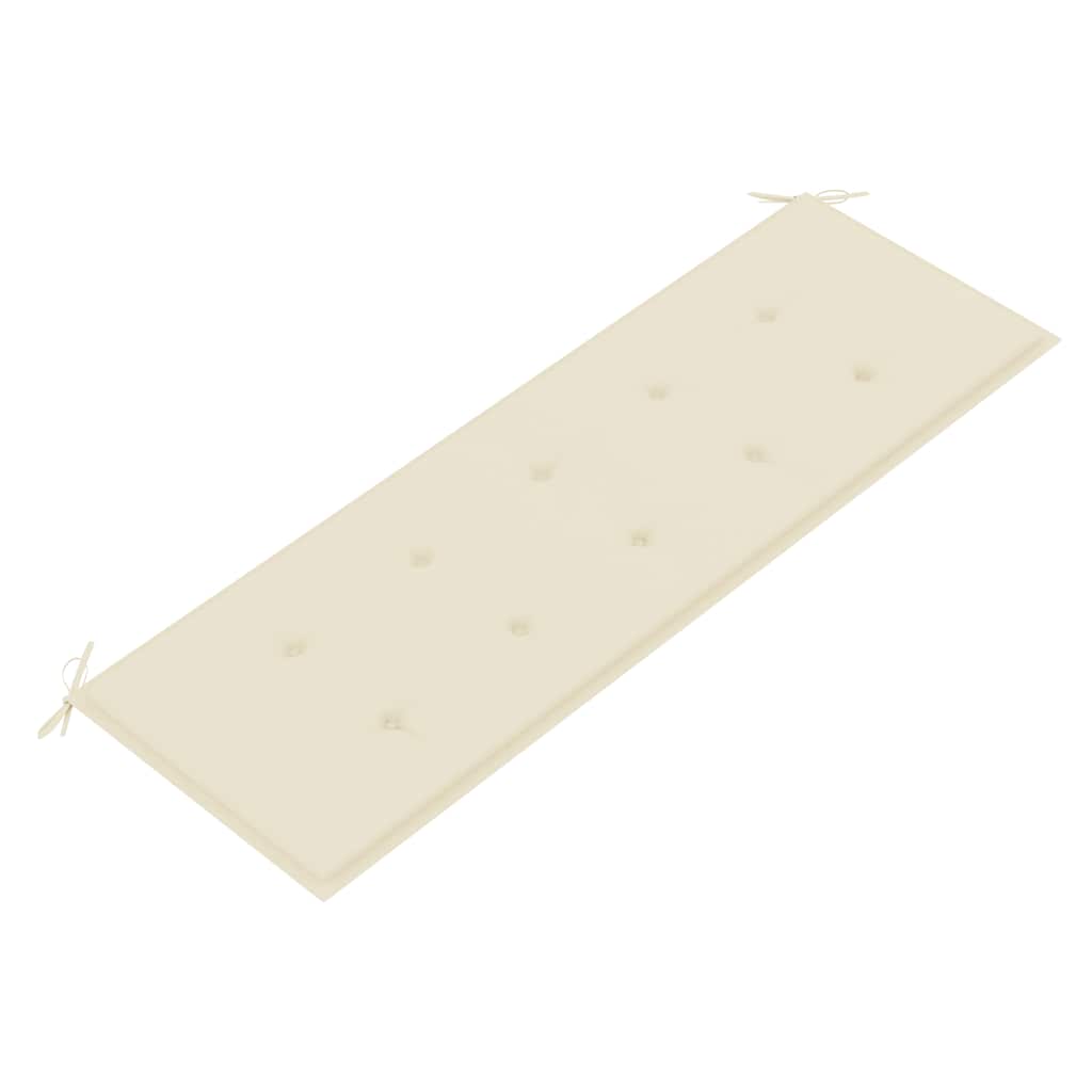 Bataviabänk med gräddvit dyna 150 cm massiv teak