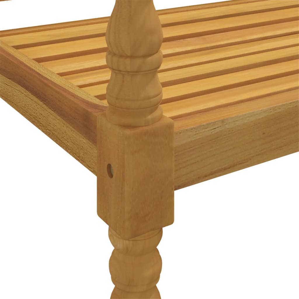 Bataviabänk med blå dyna 150 cm massiv teak