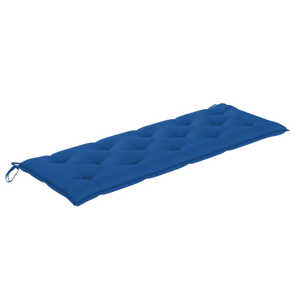 Bataviabänk med blå dyna 150 cm massiv teak