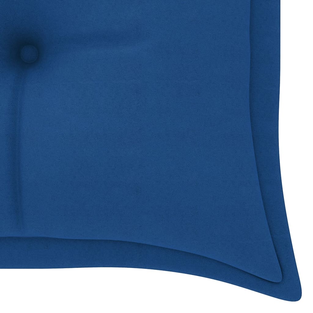 Bataviabänk med blå dyna 150 cm massiv teak
