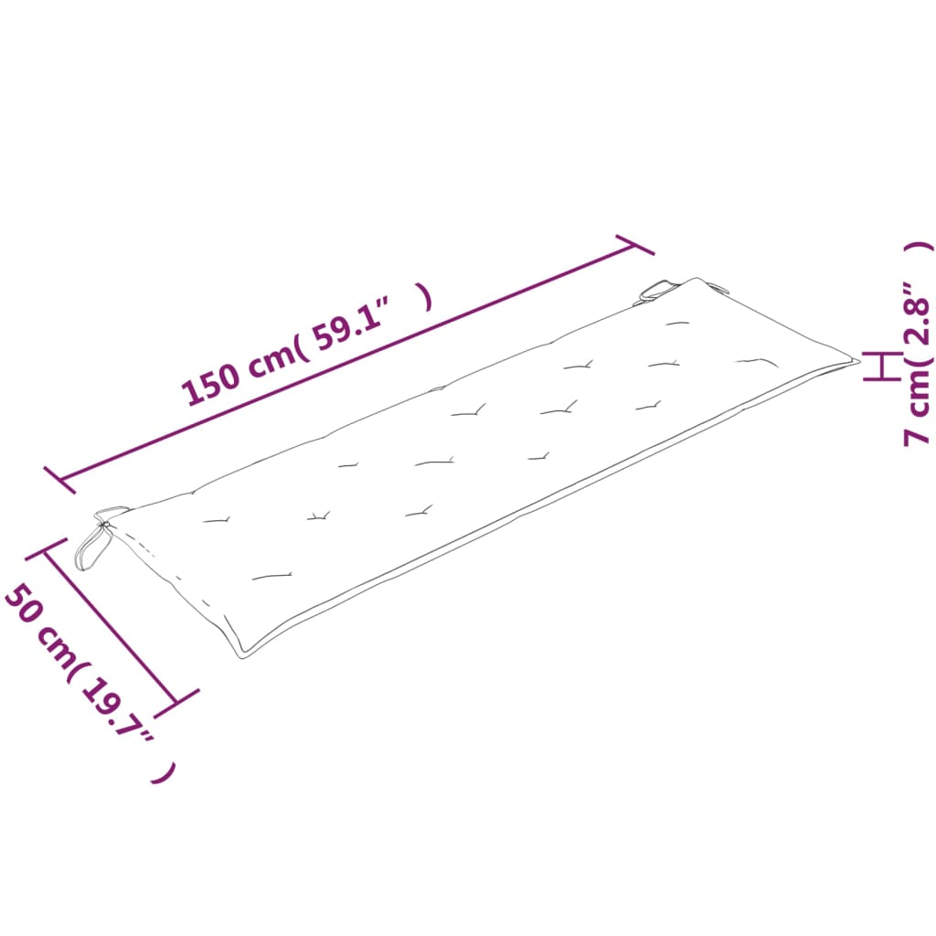 Bataviabänk med ljusgrön dyna 150 cm massiv teak
