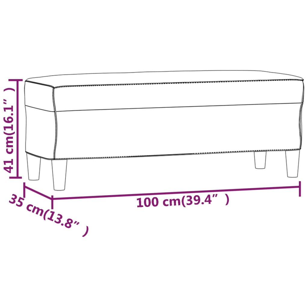 Bänk svart 100x35x41 cm tyg