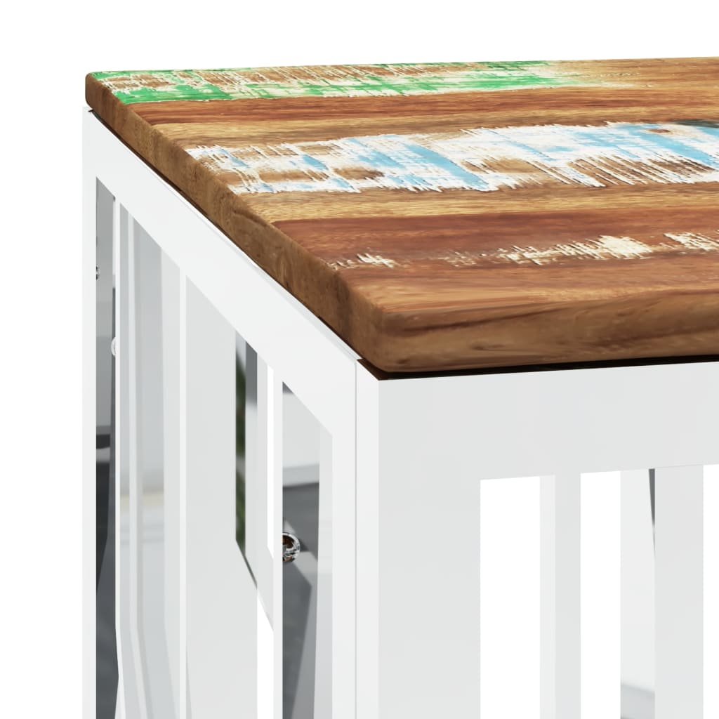 Soffbord silver rostfritt stål och massivt återvunnet trä