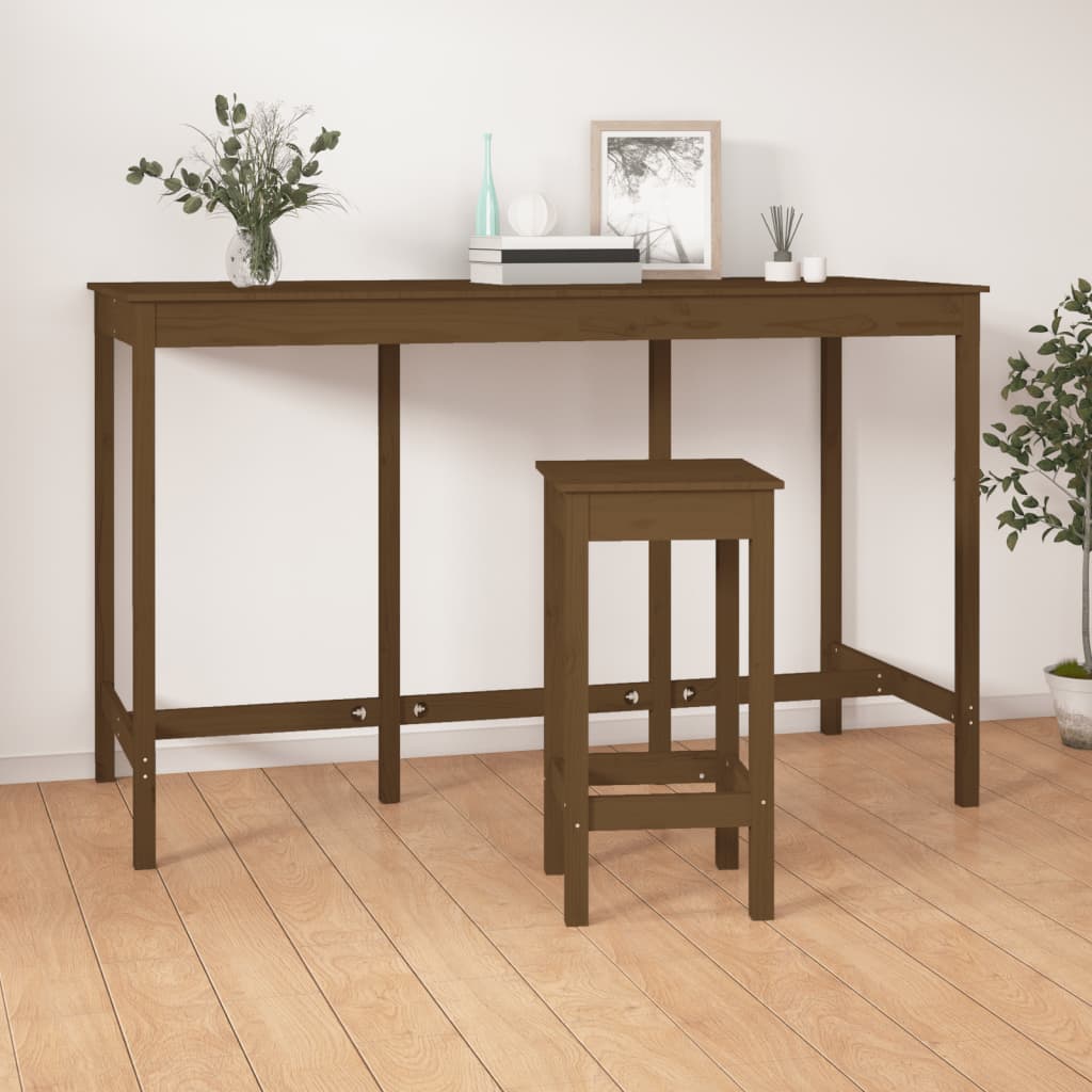 Barbord honungsbrun 180x80x110 cm massivt furuträ