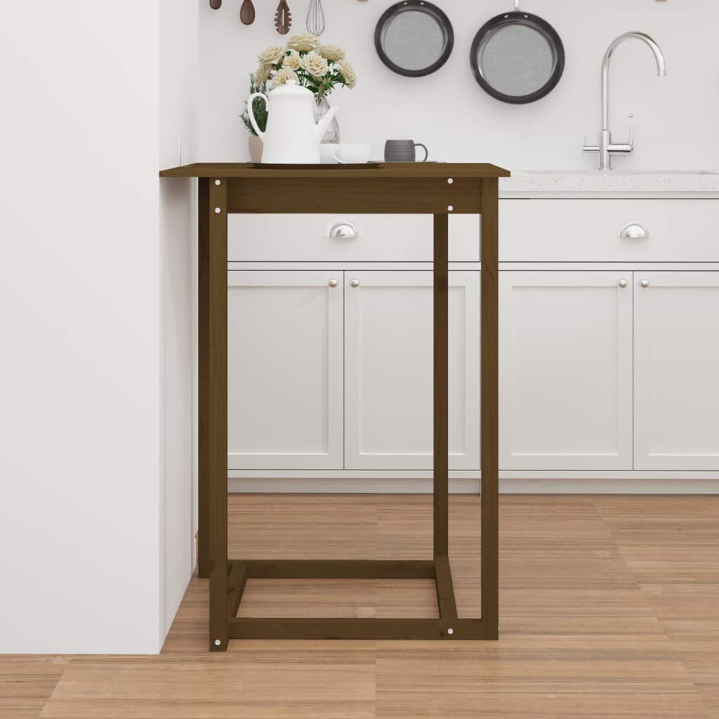 Barbord honungsbrun 80x80x110 cm massivt furuträ