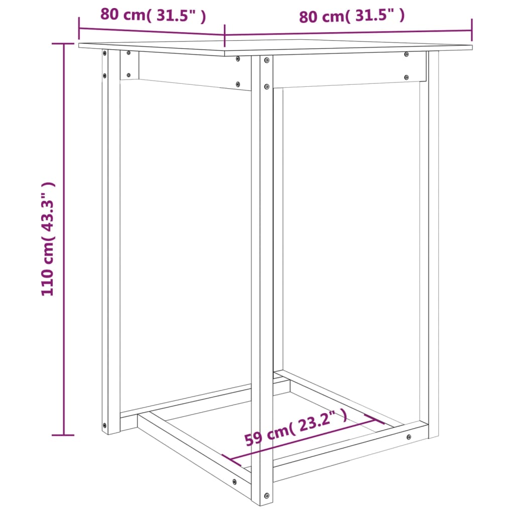 Barbord honungsbrun 80x80x110 cm massivt furuträ
