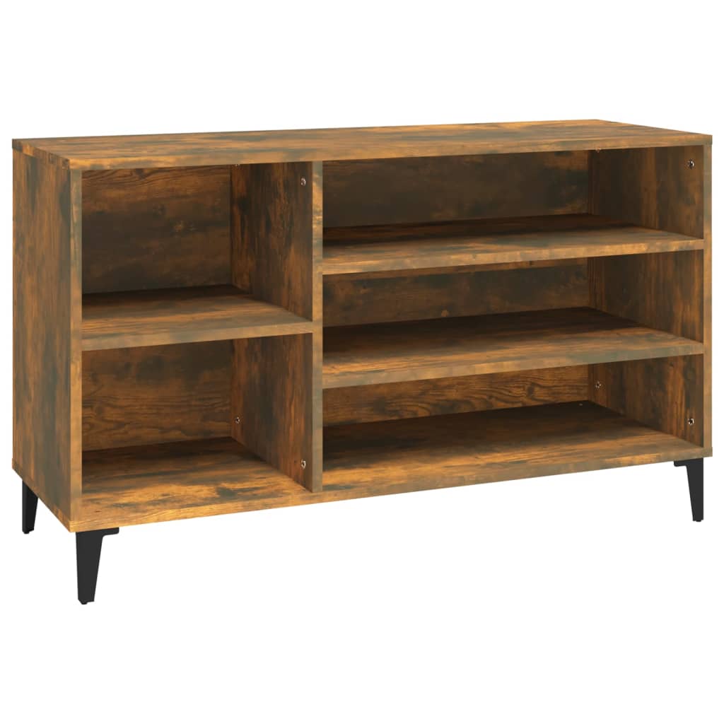 Skoställ rökfärgad ek 102x36x60 cm konstruerat trä