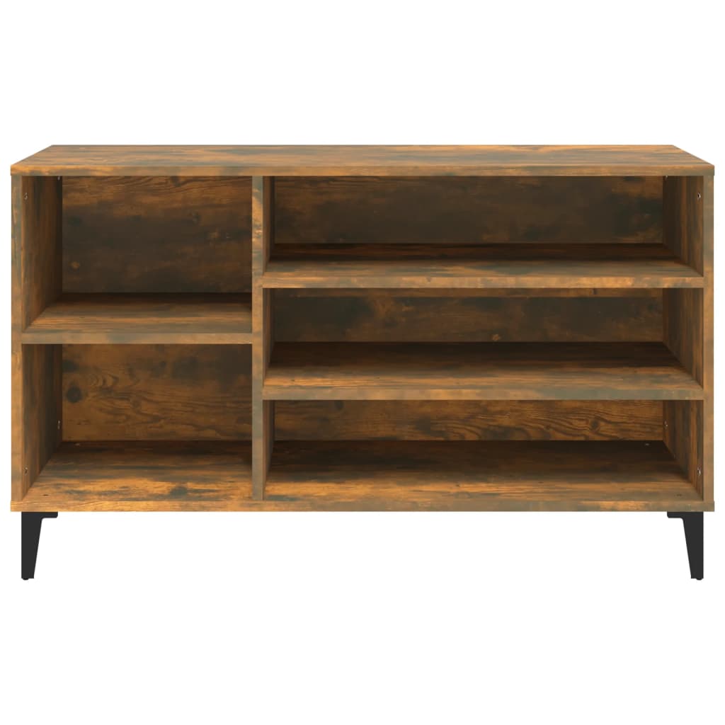 Skoställ rökfärgad ek 102x36x60 cm konstruerat trä