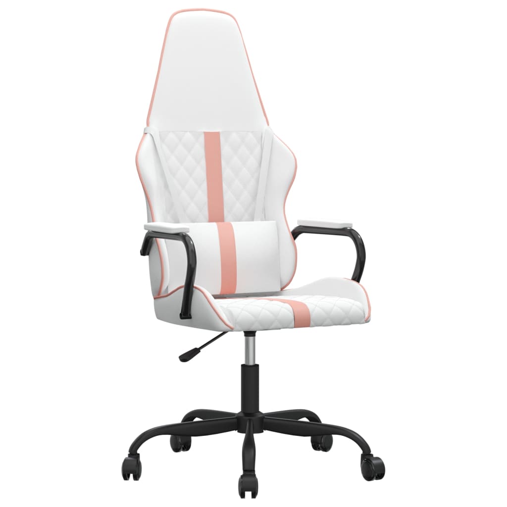 Gamingstol vit och rosa konstläder
