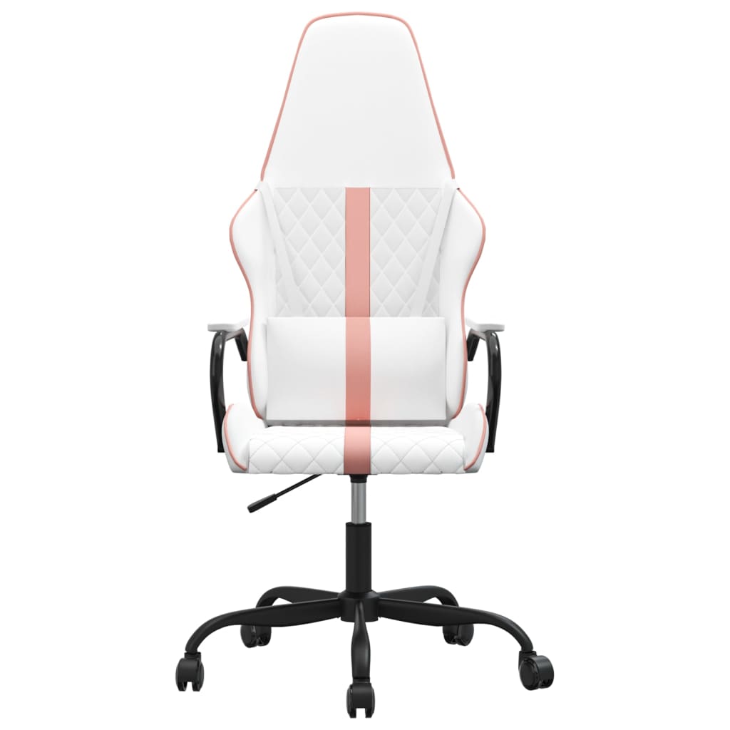 Gamingstol vit och rosa konstläder