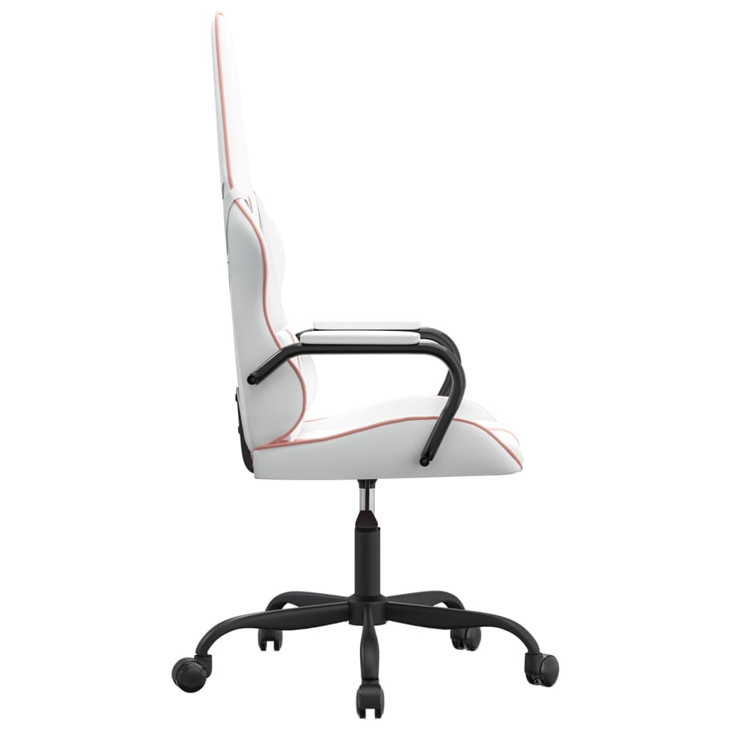 Gamingstol vit och rosa konstläder