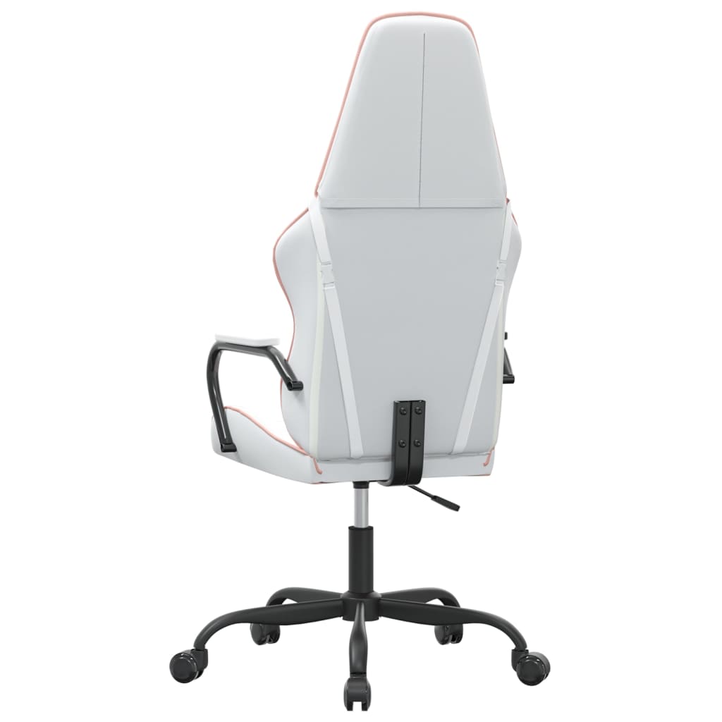 Gamingstol vit och rosa konstläder