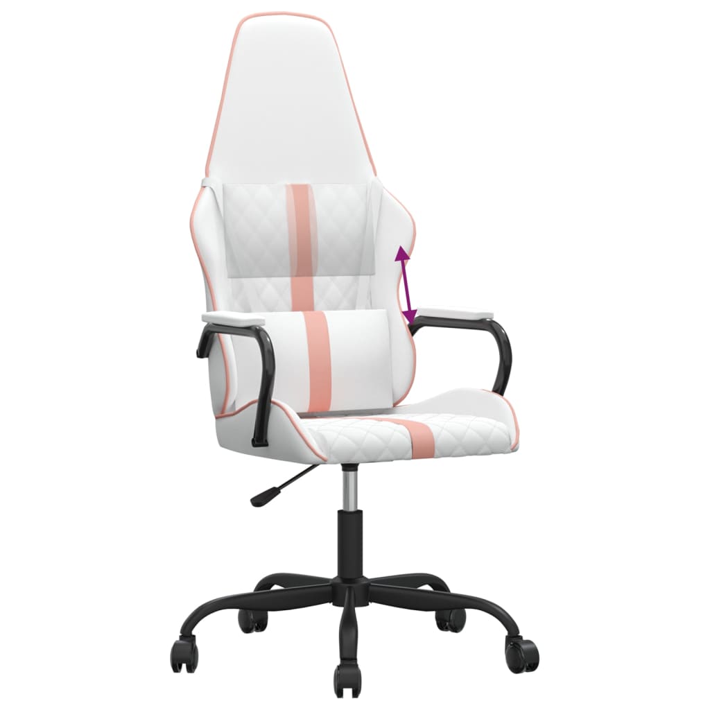 Gamingstol vit och rosa konstläder
