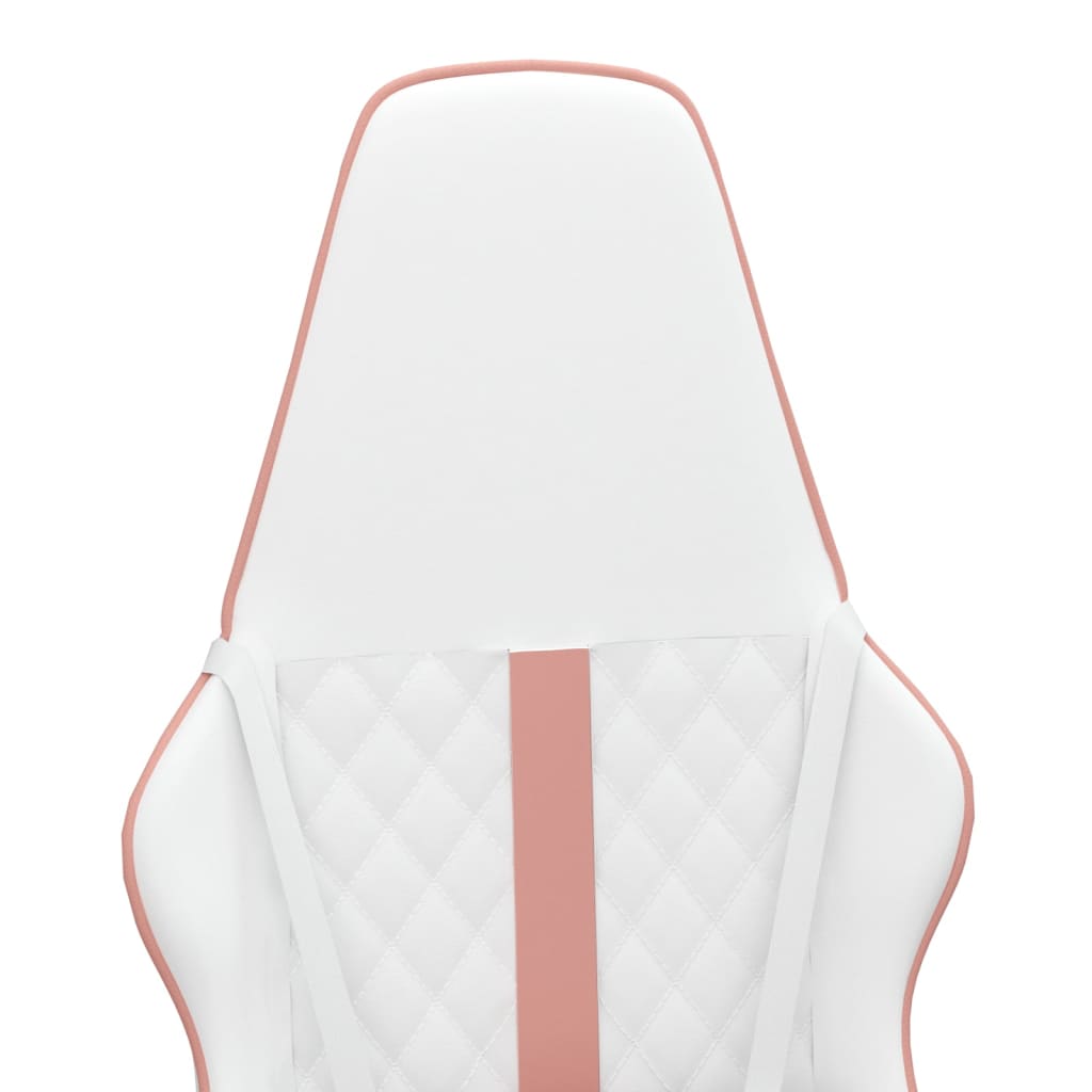 Gamingstol vit och rosa konstläder